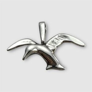Vintage Sterling Silver 925 Flying Bird Hummingbird Pendant – Hammered Back